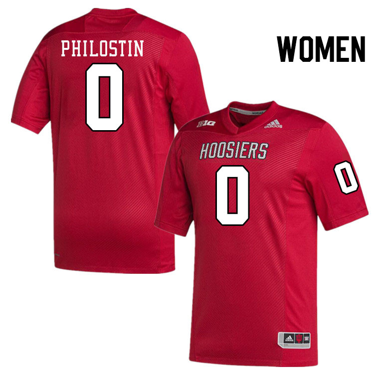 Women #0 Josh Philostin Indiana Hoosiers College Football Jerseys Stitched-Crimson